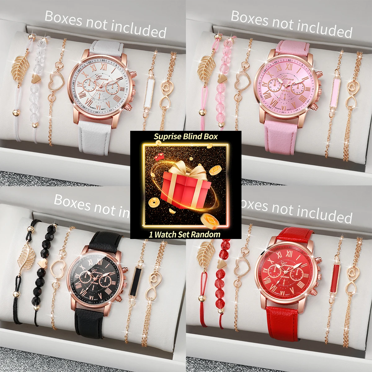 Jewelry For Watches - Sürpriz Kutu İçinde Kadın Saat Seti,